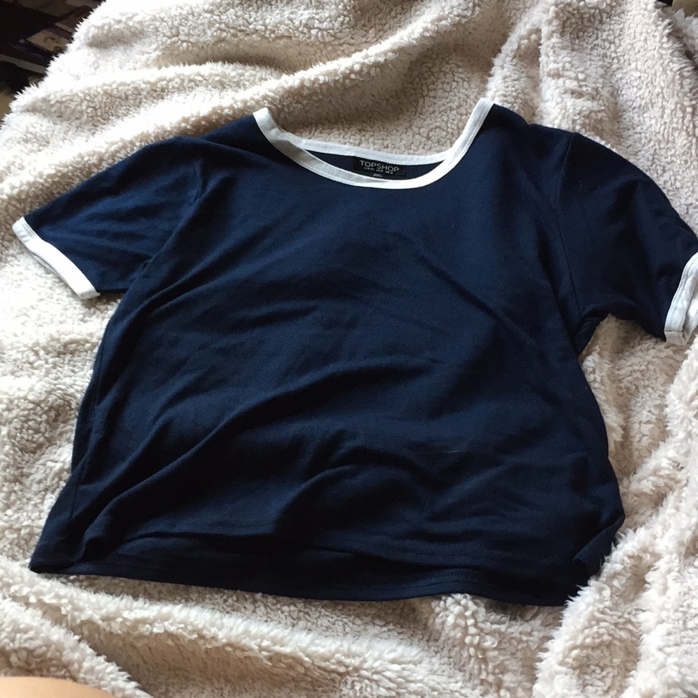 Navy and white crop top